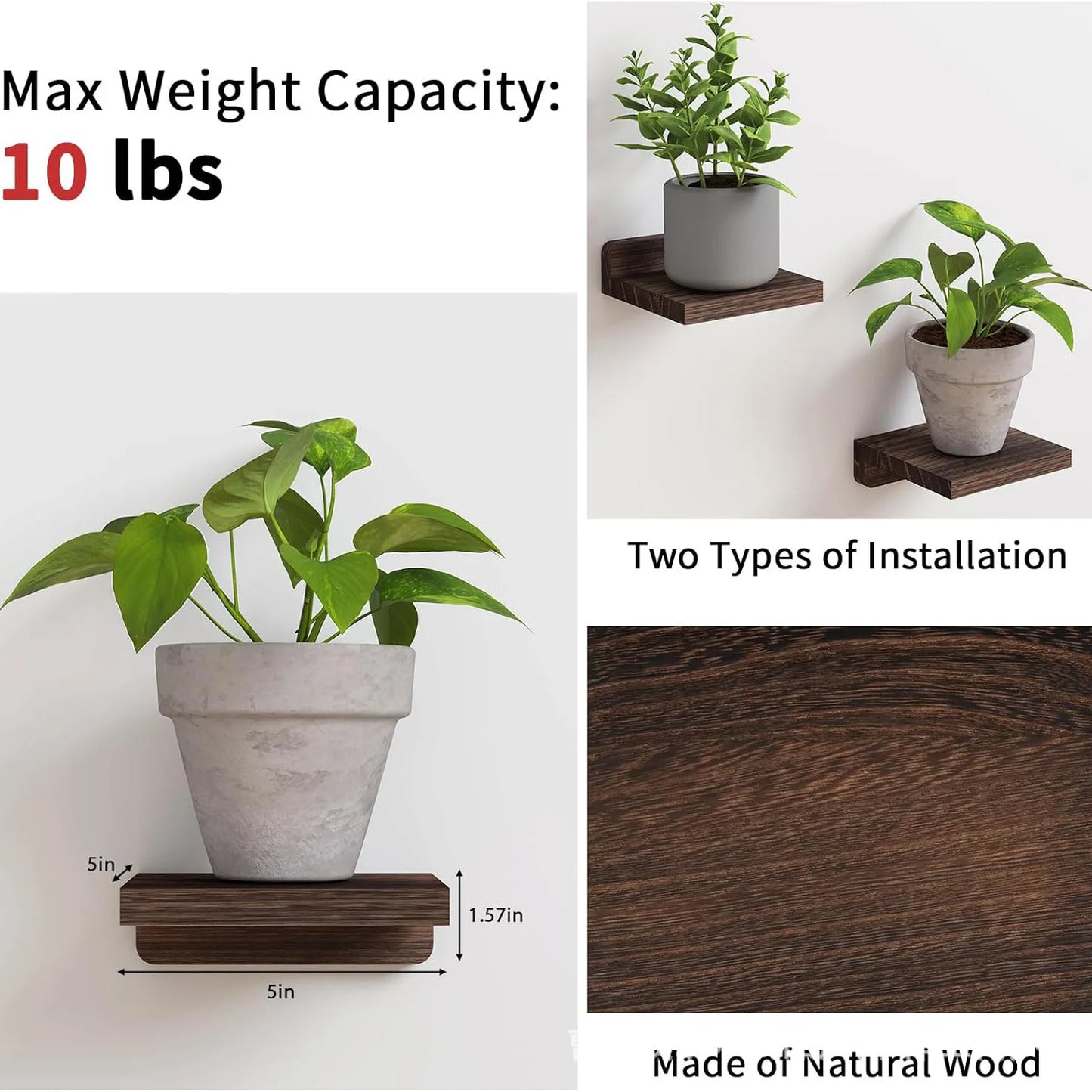 Wooden Wall Mounted Flower Racks Four-Pack Simple Design