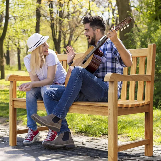 OTSUN Teak Outdoor Bench For Two All Weather Durable