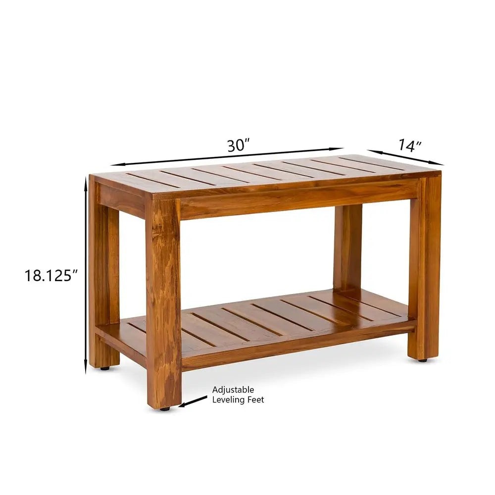 Teak Shower Bench With Shelf