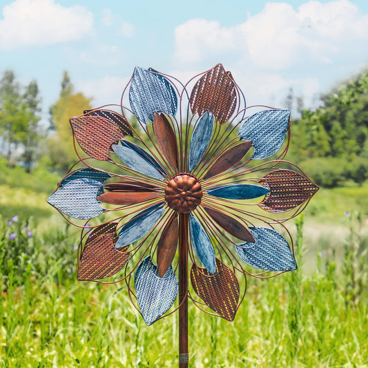 Wind Spinners Outdoor Metal Double Spinner Garden Sculpture 2 Pack