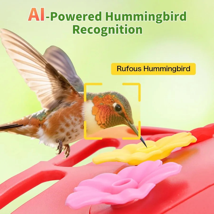 SHXI Smart Glass Hummingbird Feeder With Camera Solar Powered