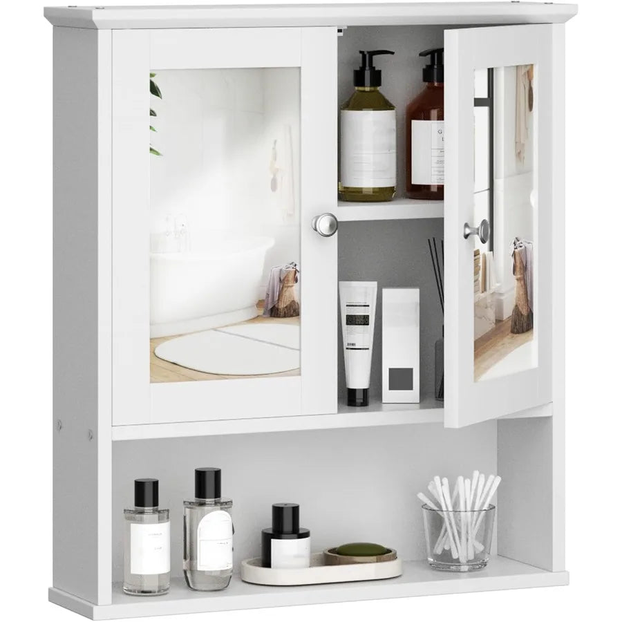 XIUWO Wall Mount Medicine Cabinet With Mirror And Shelves