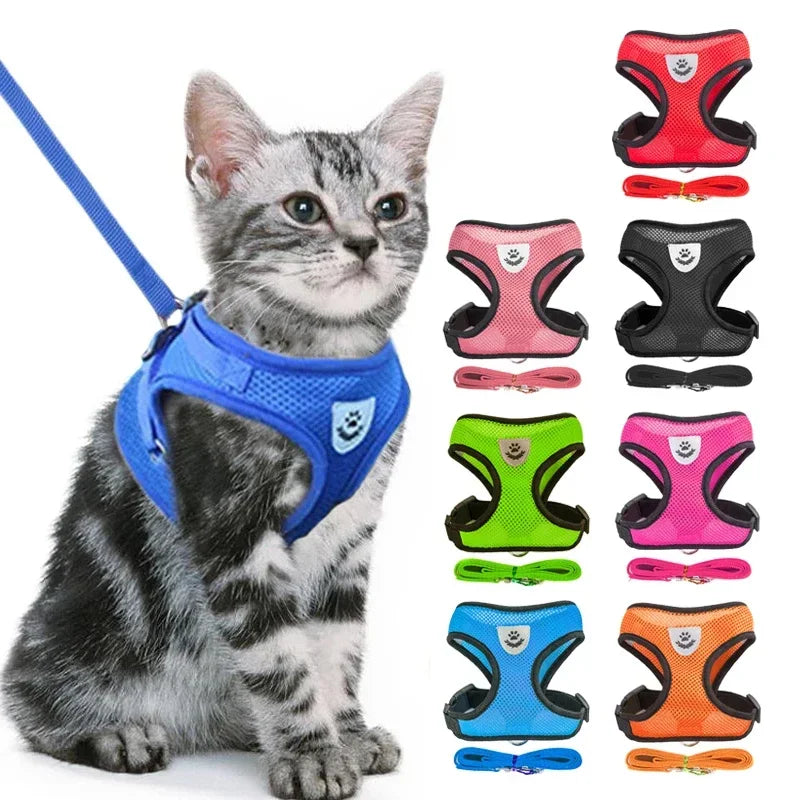 Cat Harness Vest With Leash And Adjustable Mesh For Pets