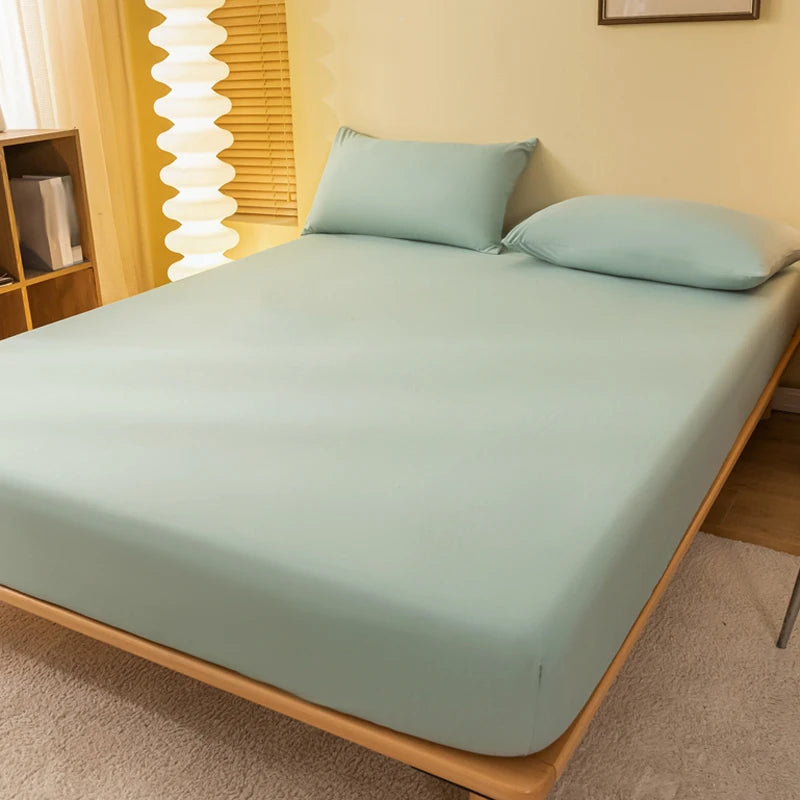 Matte Solid Polyester Fitted Sheet For Bedroom Decor