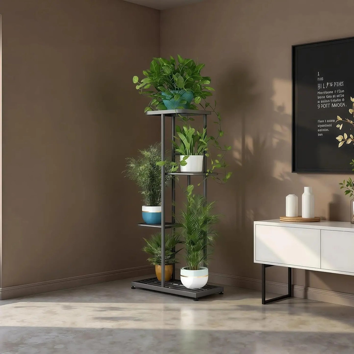 4-Tier Metal Plant Stand Indoor Outdoor Corner Shelf