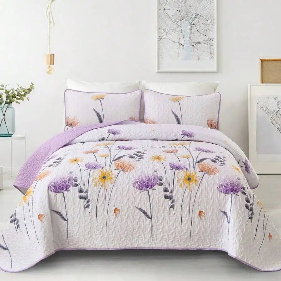 Premium Polyester Cotton Three Piece Quilt Set Cover