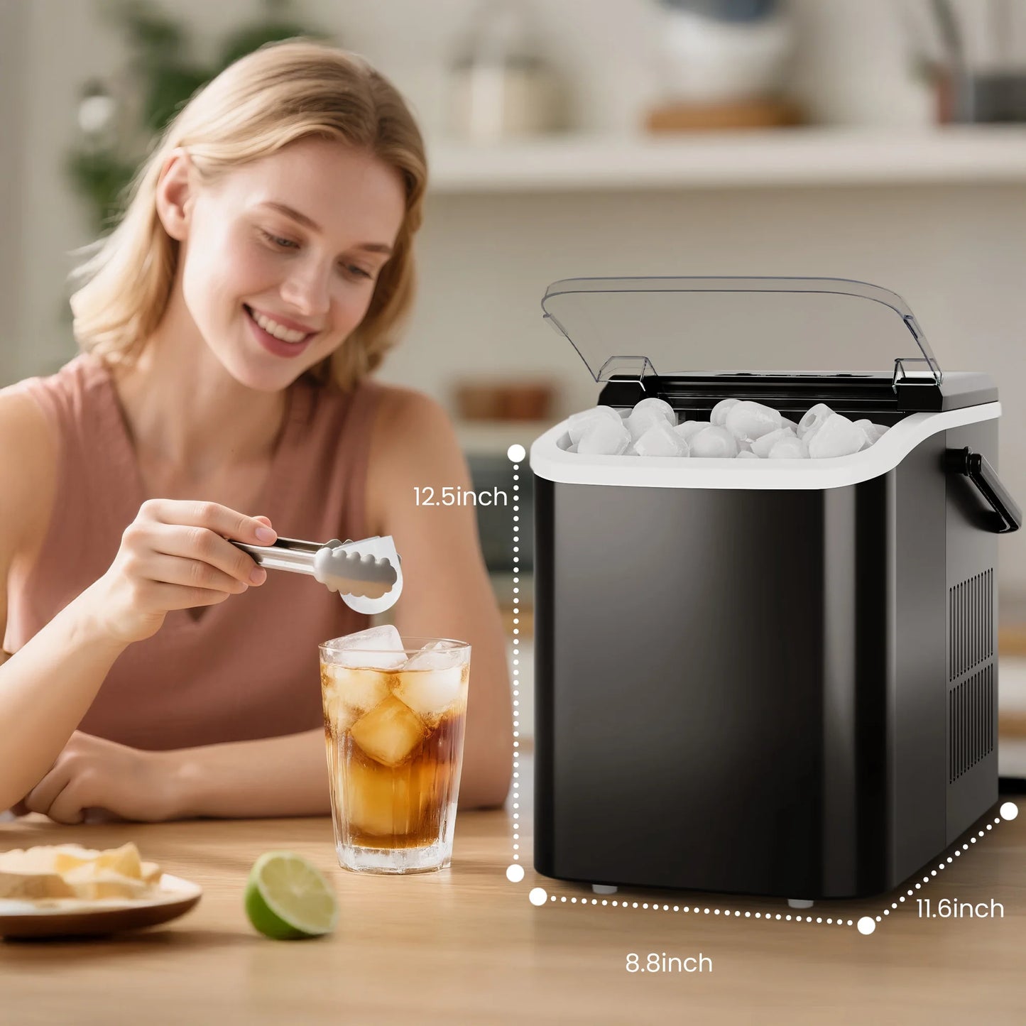 Portable Countertop Ice Maker With Handle For Home And Camping