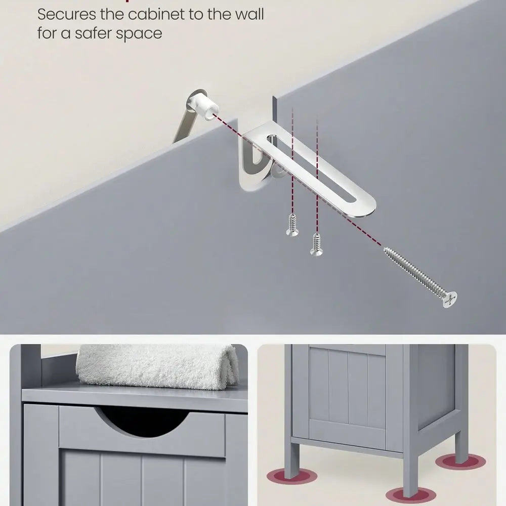 Modern Bathroom Floor Cabinet With Two Drawers And Open Shelf