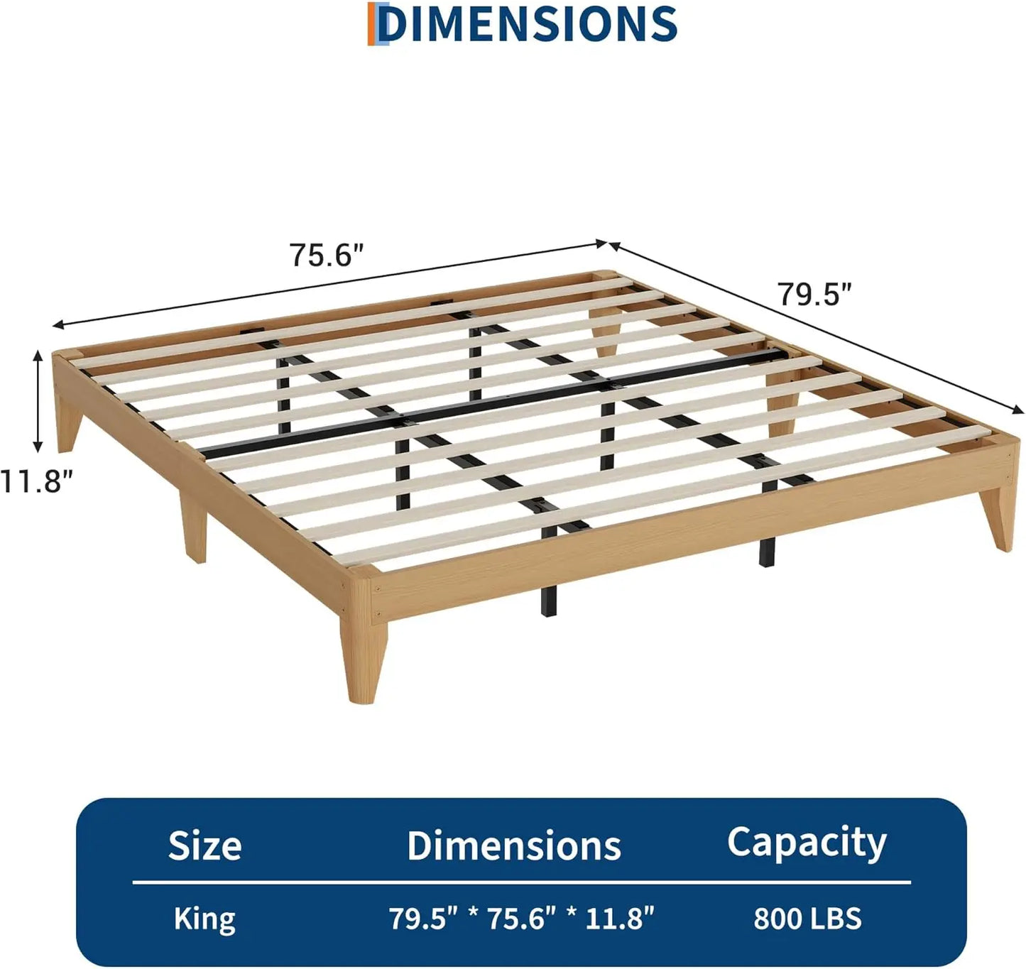 HobbyLane Wood Platform Bed Frame With Slats No Box Spring Needed Noise Free