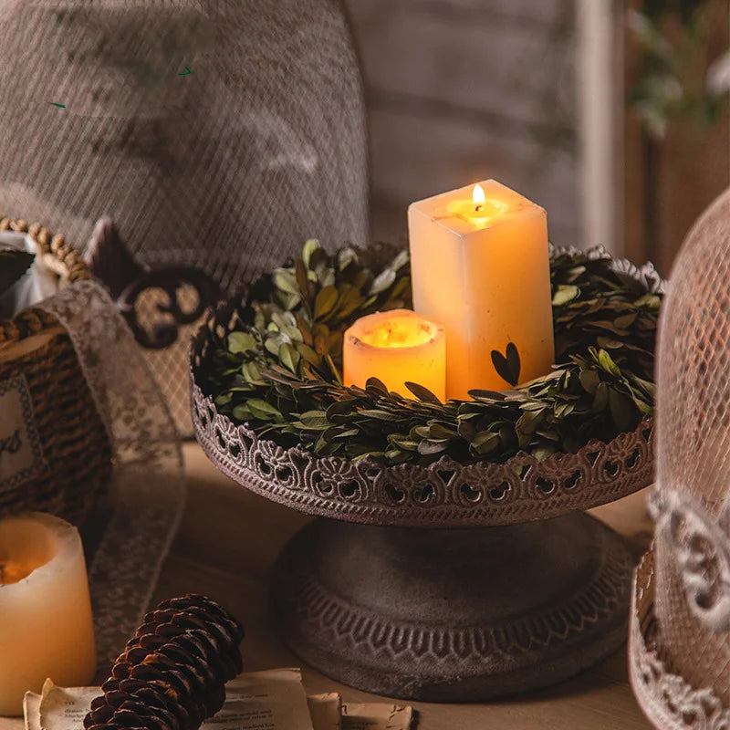 Birdcage Iron Candle Holder For Home Garden Decor Tray