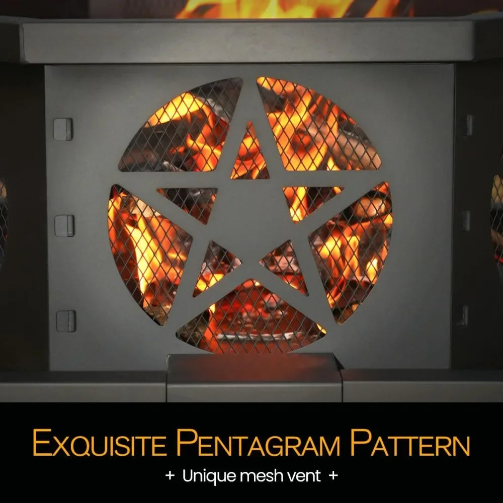 Octagonal Wood Burning Fire Pit For Patio And Outdoor Gatherings