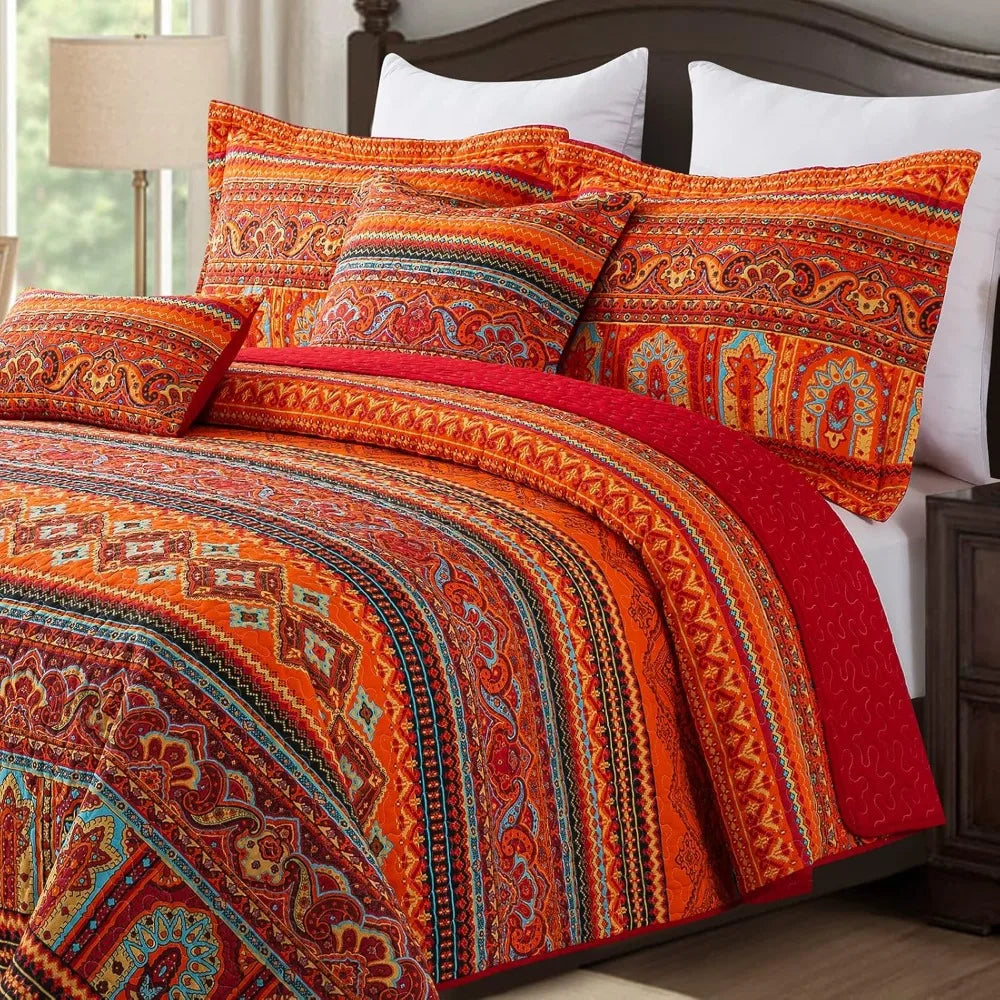 Soft Cotton Quilted Bedspread With Lightweight Knit Coverlet
