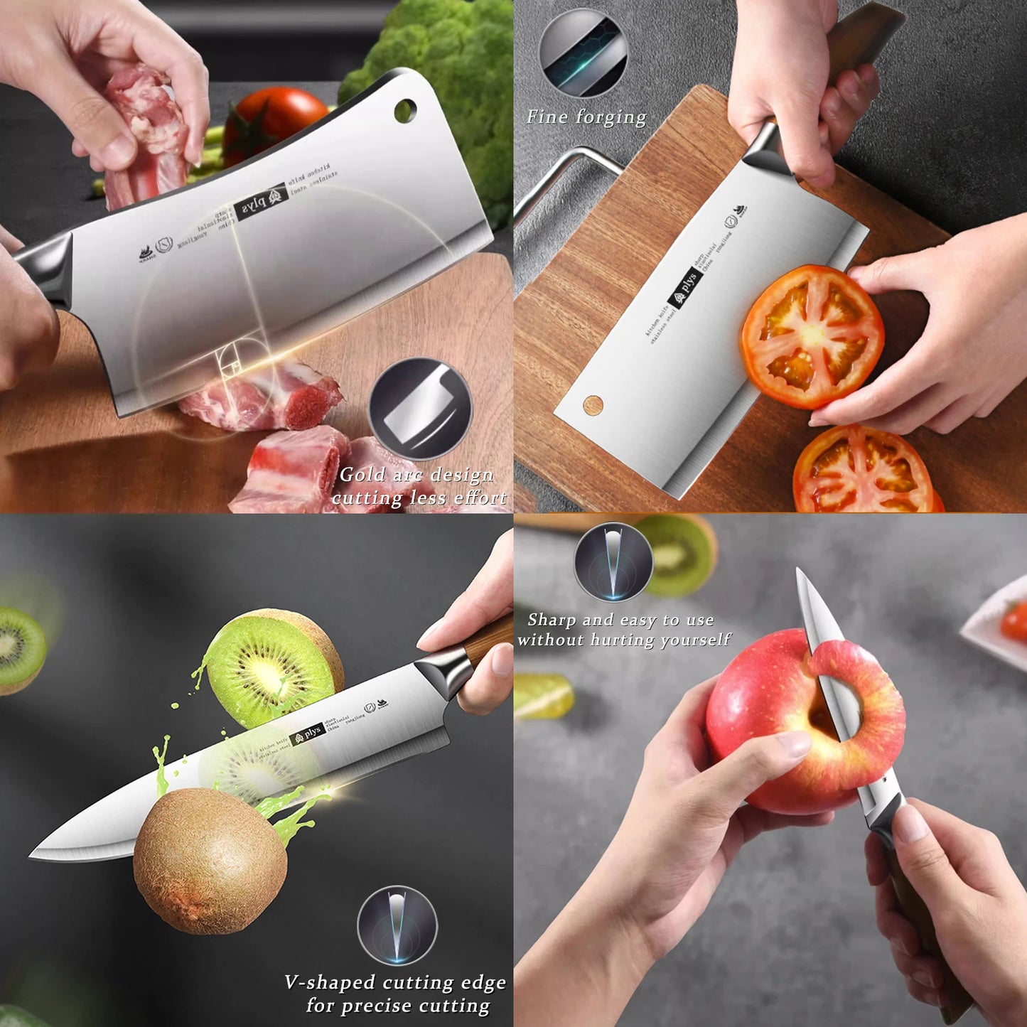Professional Kitchen Knife Set Four Piece Stainless Steel Blades