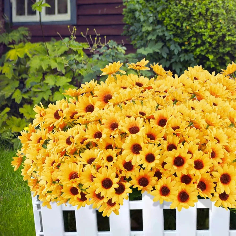 Sunflowers Artificial Flowers 10 Bunches UV Resistant Outdoor Indoor Decor