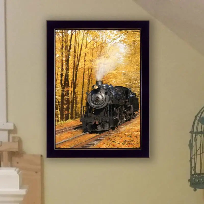 Fall Locomotive Framed Poster Print Art Ready To Hang