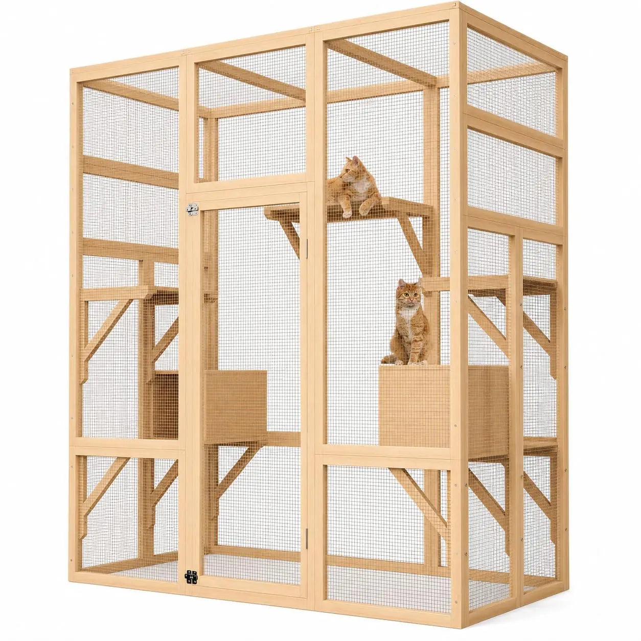 HiMiss Outdoor Wooden Catio With Waterproof Roof And Platform