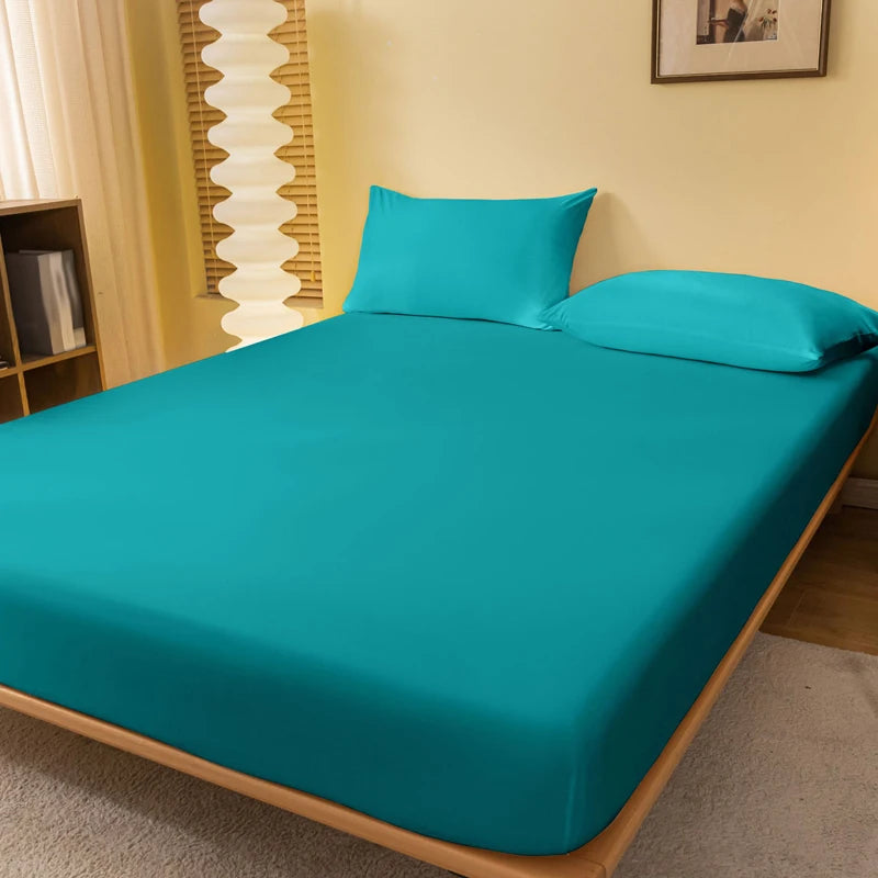 Matte Solid Polyester Fitted Sheet For Bedroom Decor