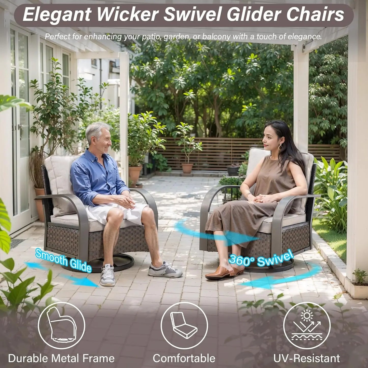 5-Piece Outdoor Patio Furniture Set All-Weather Wicker Chairs