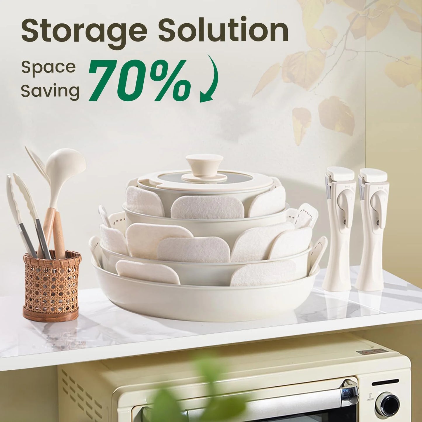 Nonstick Pots And Pans Set With Detachable Handle For Induction