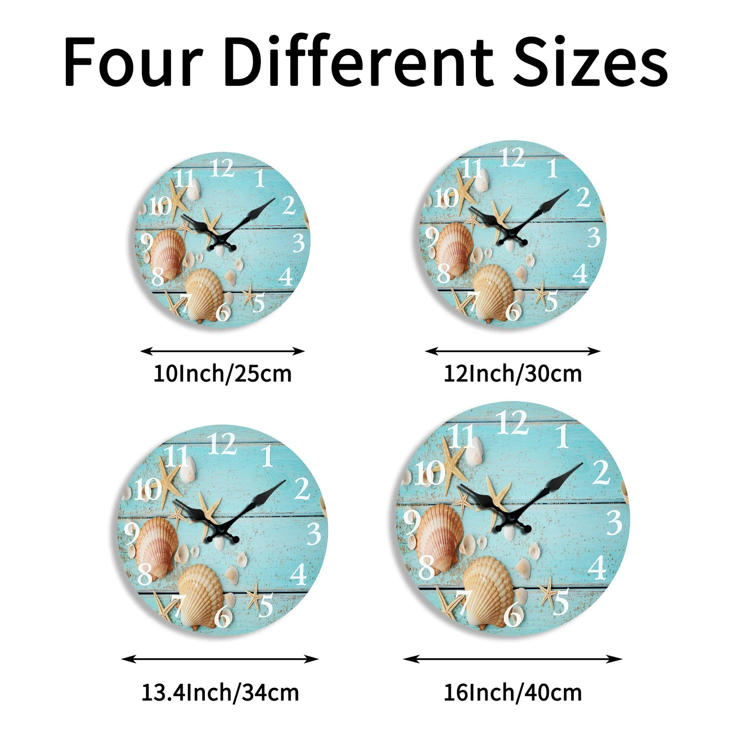 XMSJ Tropical Seashells Starfish Wall Clock With Sand Beach Decor