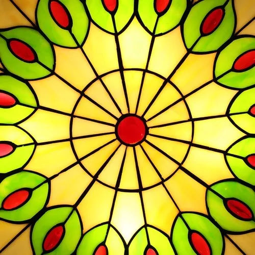 Retro Tiffany Style Stained Glass Flush Mount Lamp