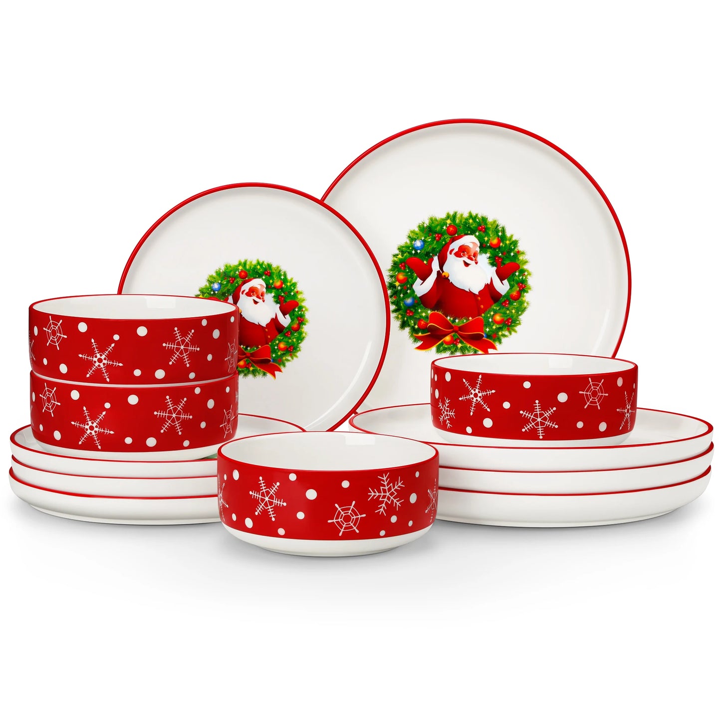 MALACASA Christmas Dinnerware Set Ceramic Plates And Mugs