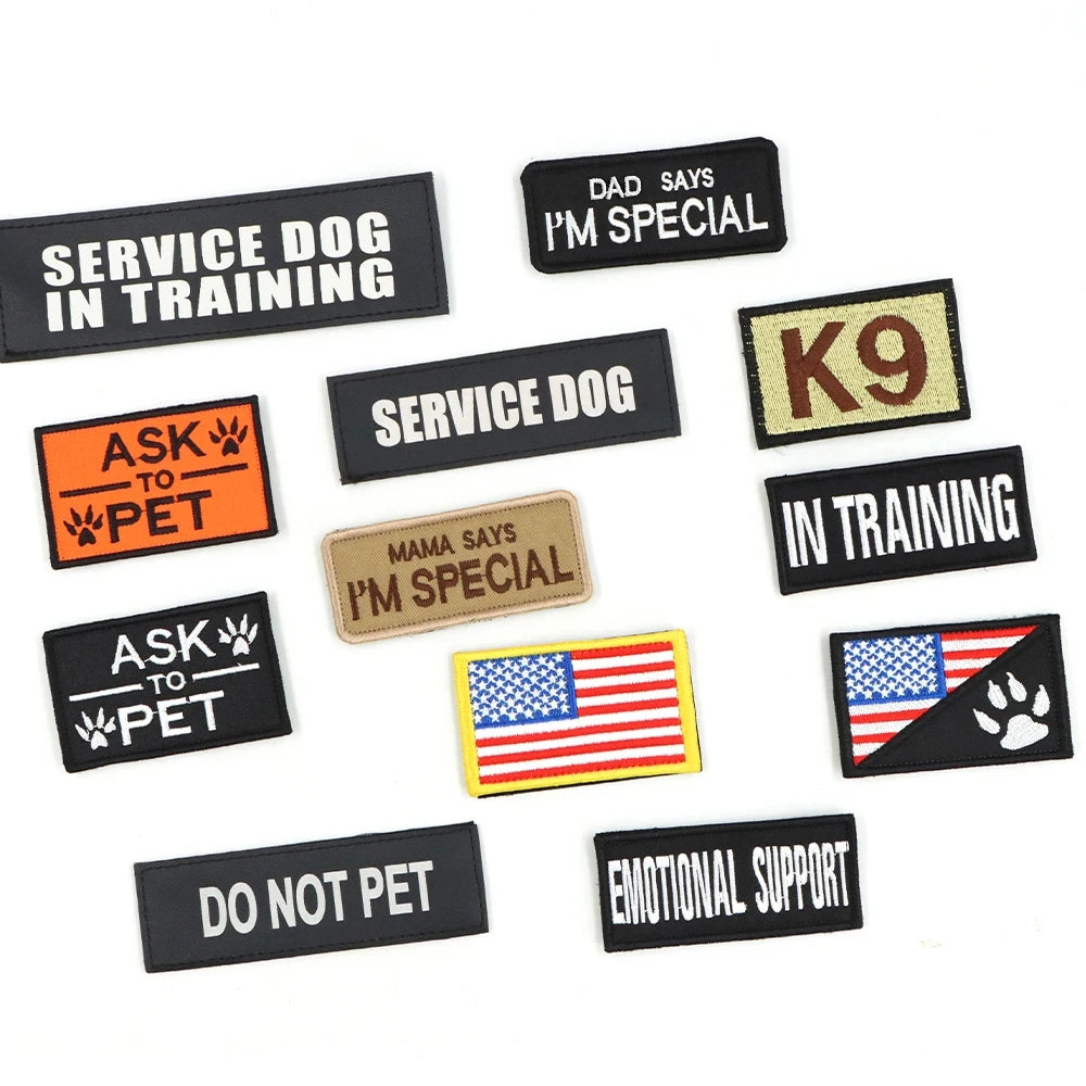 Military Large Dog Harness Set With Patches And Leash Accessories