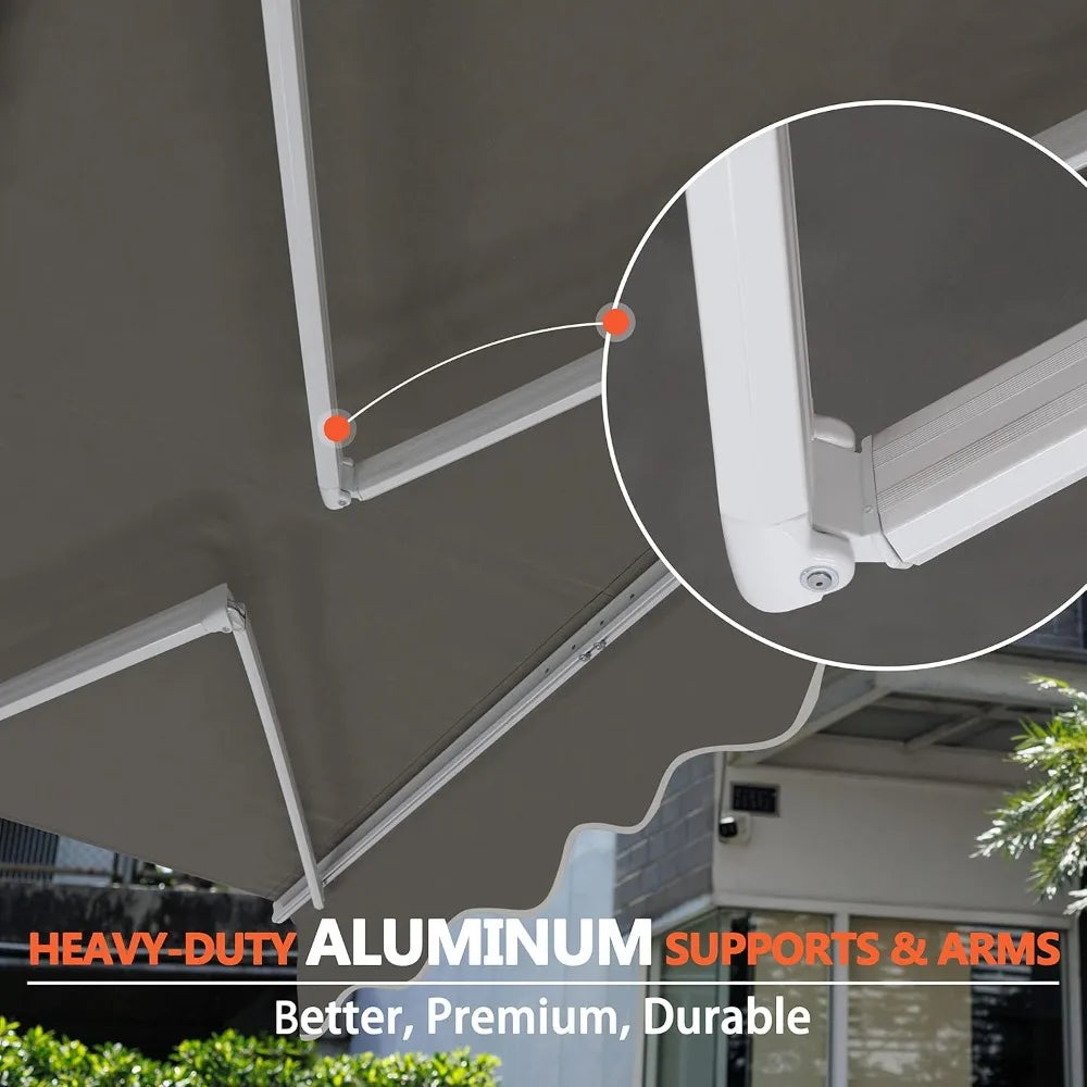 NONECN Manual Retractable Patio Awning With Crank Canopy For Deck