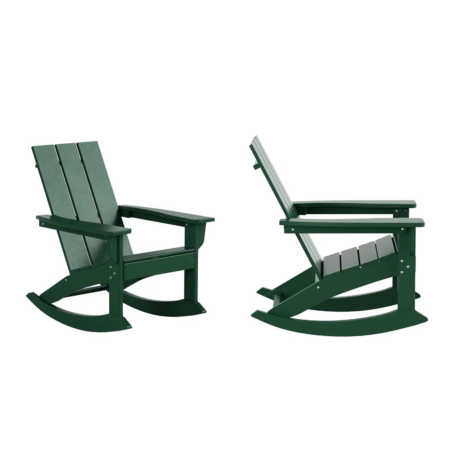 HDPE Modern Rocking Adirondack Chair Set UV Resistant Outdoor Patio
