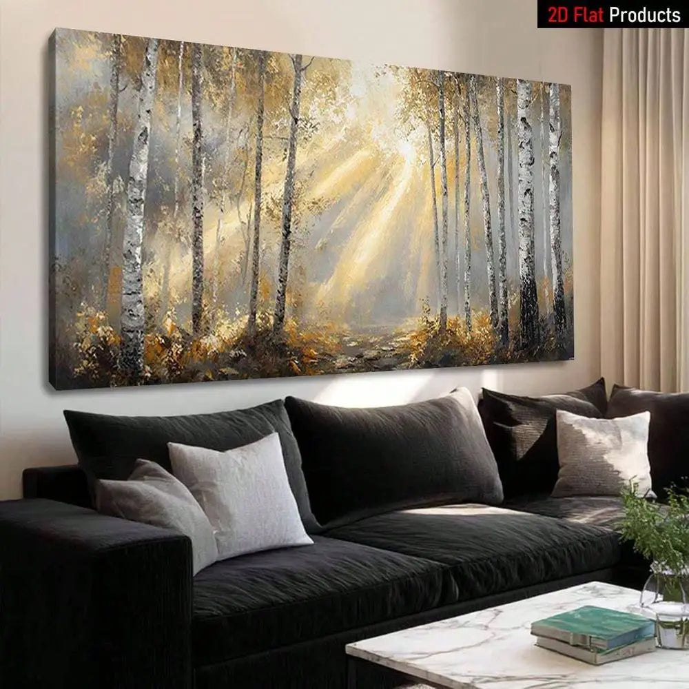XMSJ Autumn Forest Sunlight Impressionist Canvas Wall Art Poster