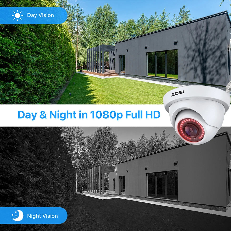 ZOSI 4Pack 2.0MP HD 1080P Security Cameras Kit Indoor Outdoor