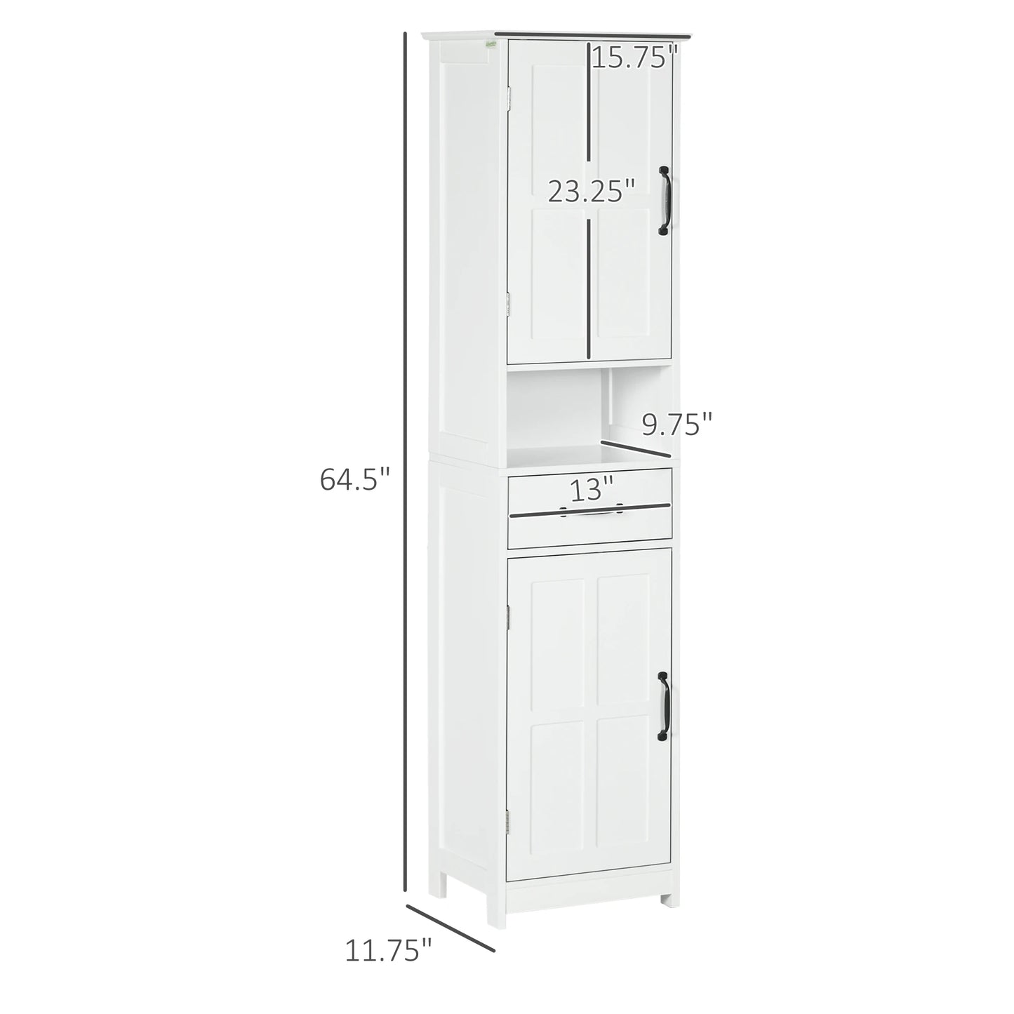 Kleankin Slim Bathroom Storage Cabinet With Open Shelf And Drawer