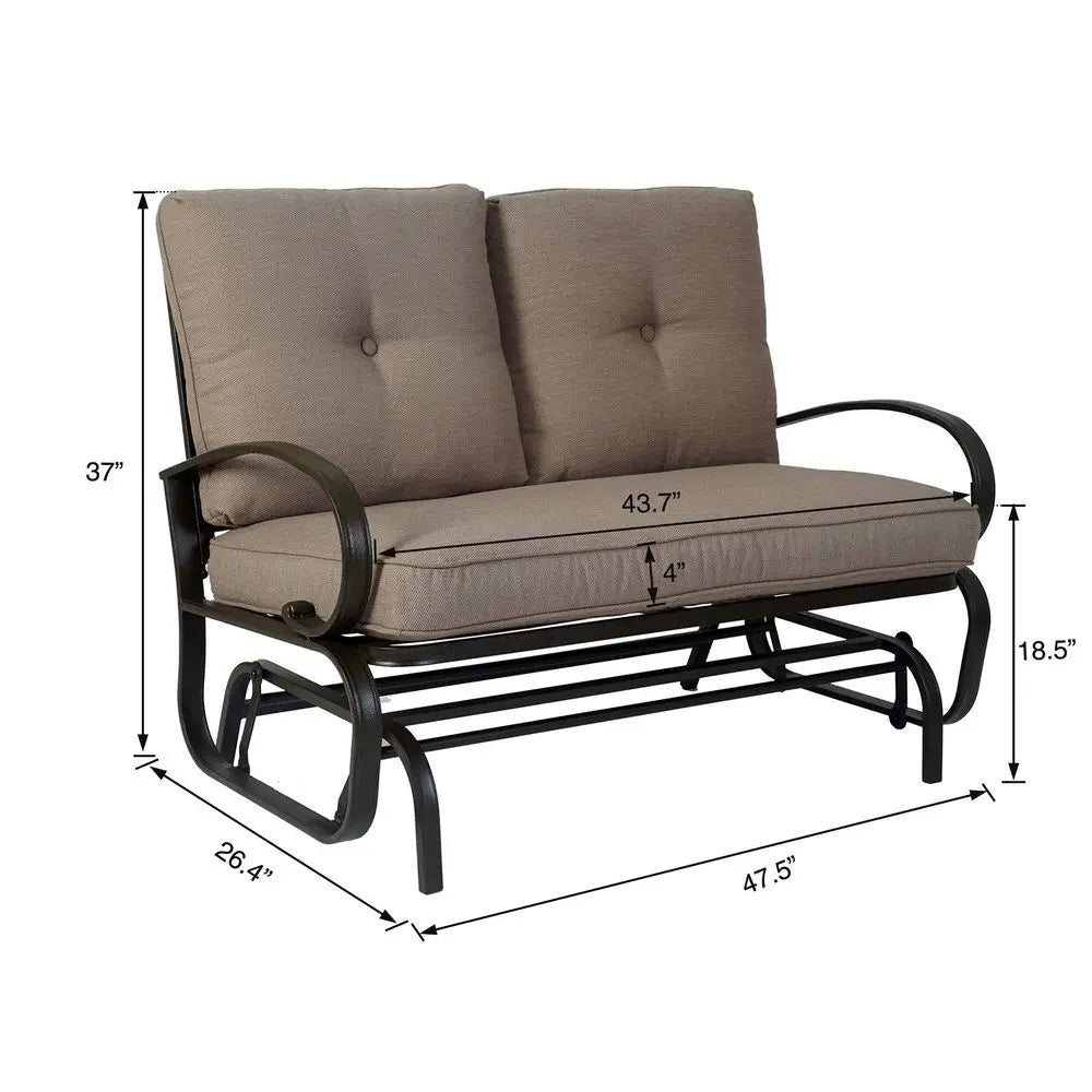 XMSJ Cozy Patio Glider Bench Outdoor Loveseat With Cushioned Seats