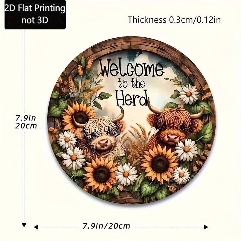 Sunflower Clock Pattern Wooden Signboard Welcome Sign For Home Decor