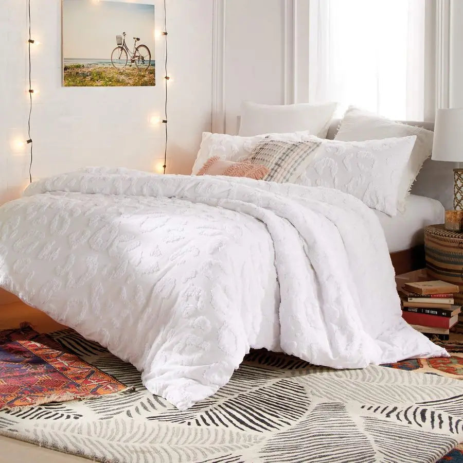 Leopard Chenille Duvet Cover And Sham Set Polyester Cotton