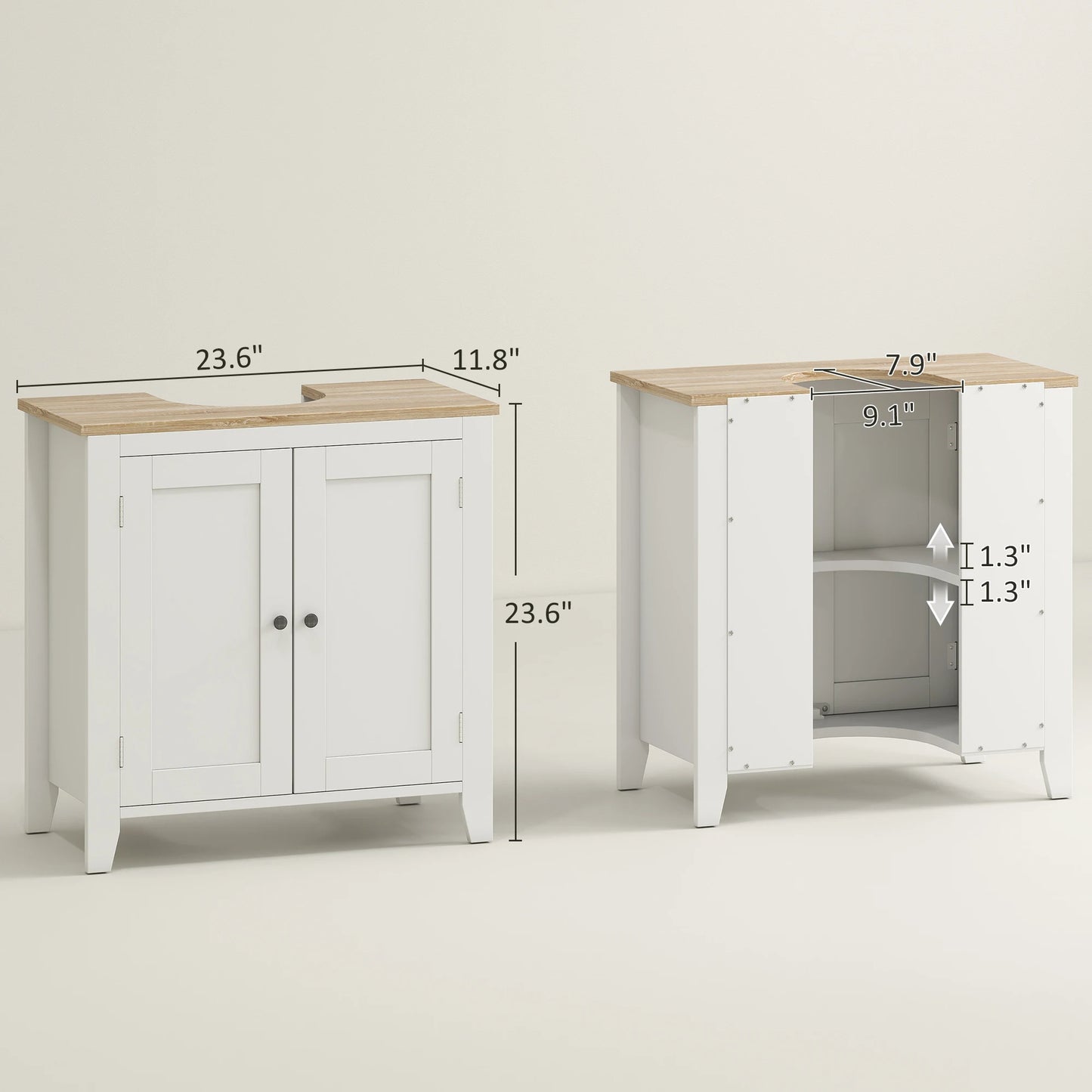 Kleankin Pedestal Sink Storage Cabinet Under Sink Vanity