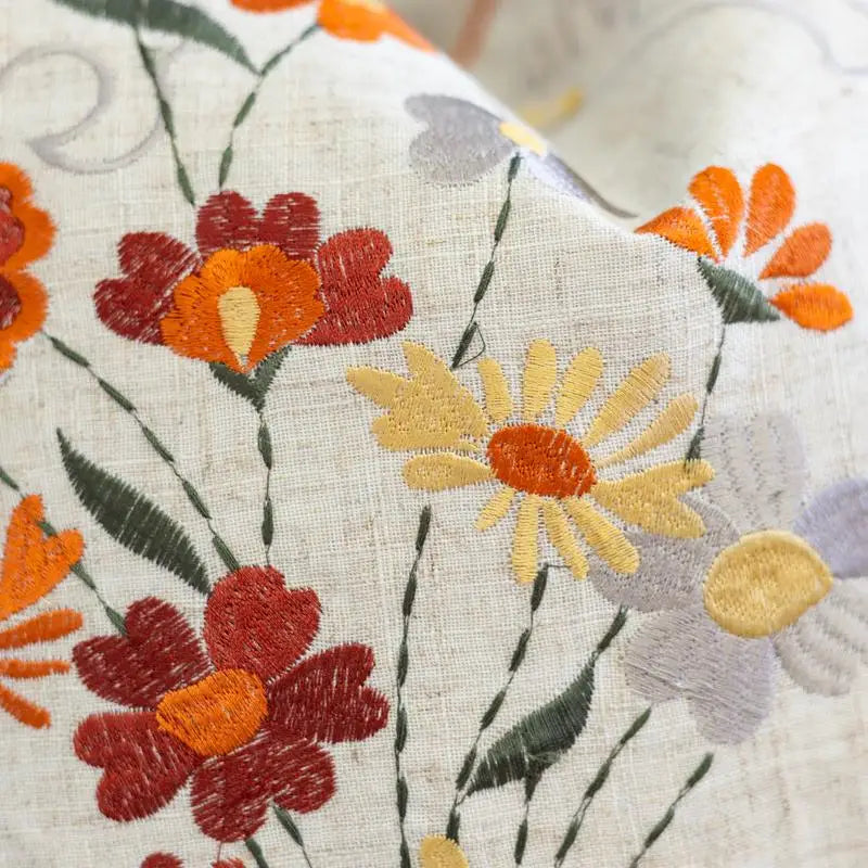 Autumn Floral Embroidered Throw Pillow For Elegant Home Decor