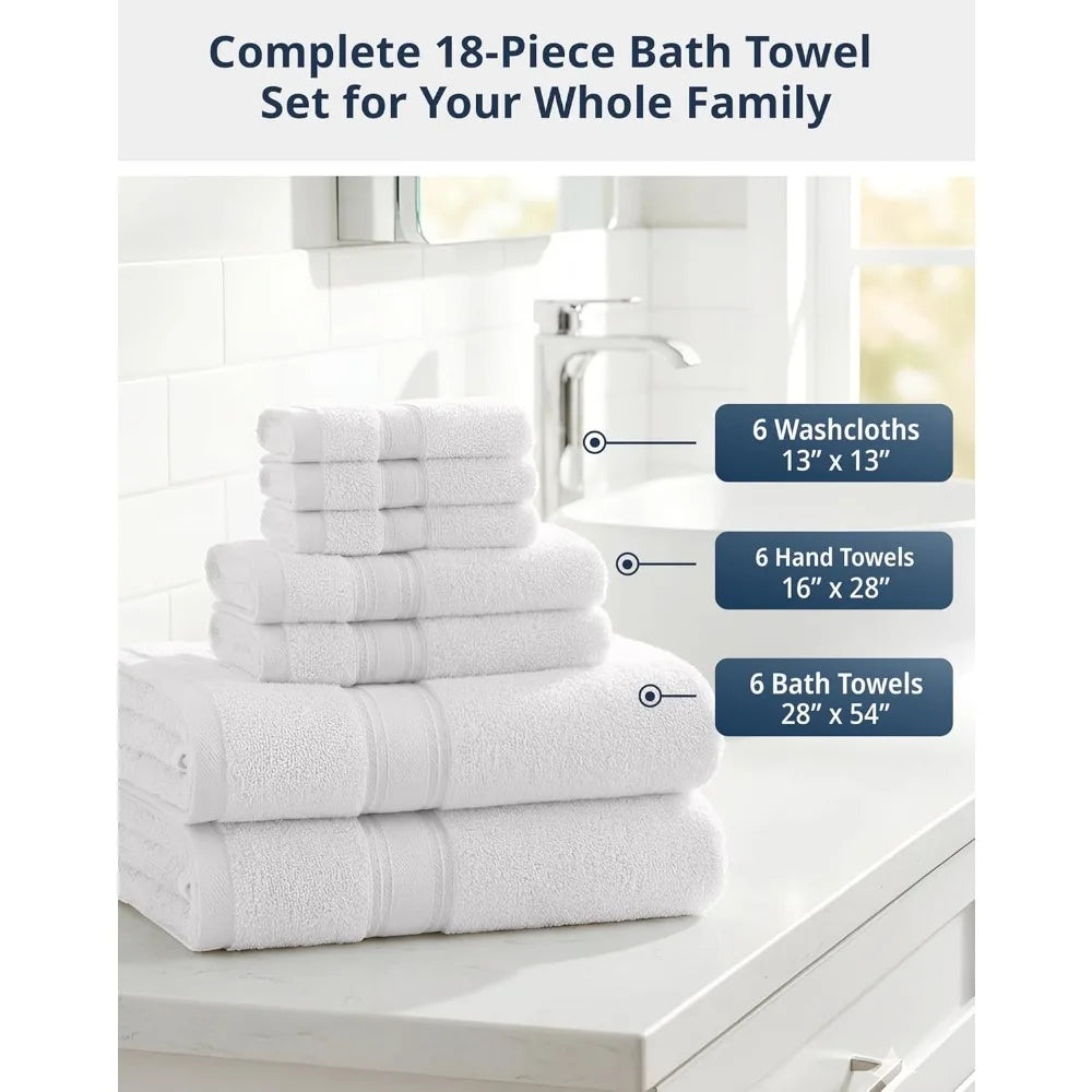 Premium 100% Cotton Towel Set Combed Zero Twist Plush Soft Texture