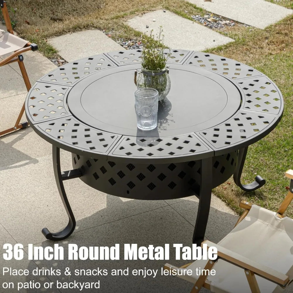 P Wood Burning Fire Pit With Grills And Lid