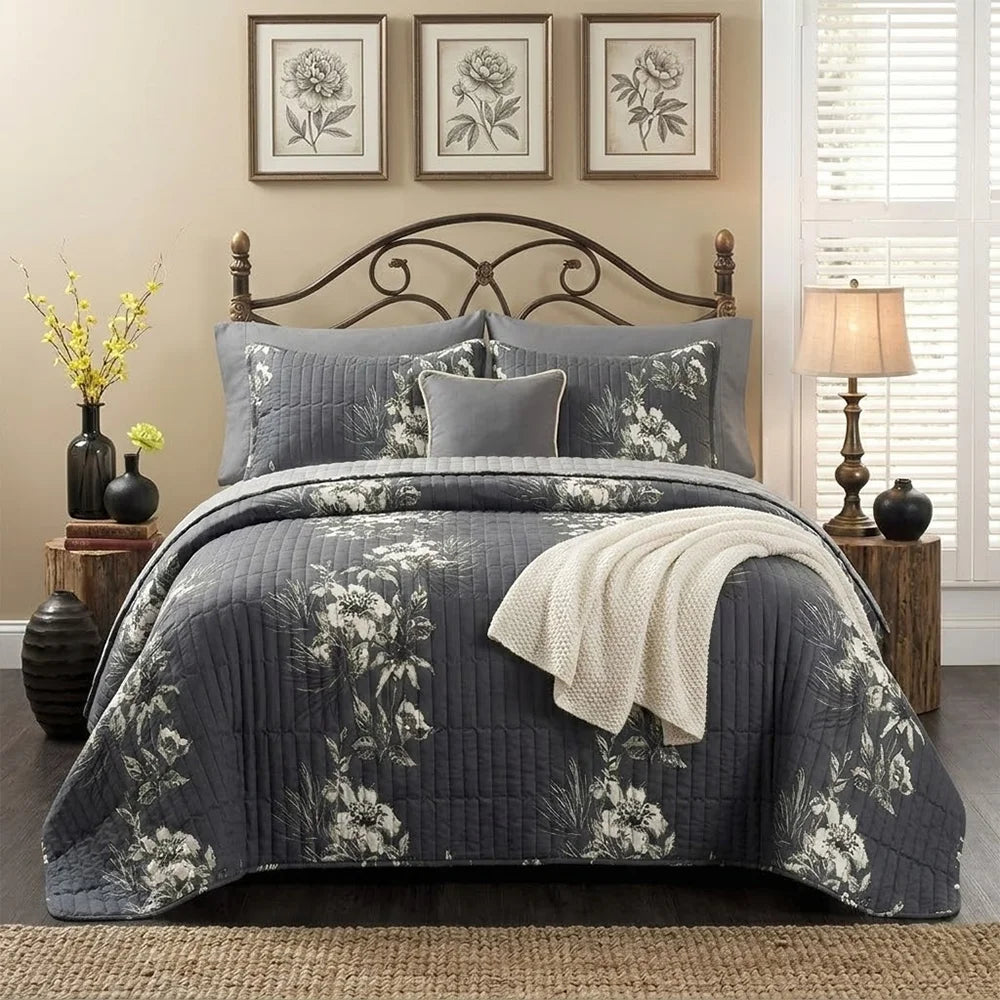 Premium Printed Polyester Bedspread Quilt Set For All Seasons