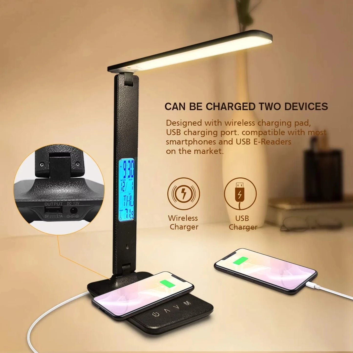LAOPAO 10W Wireless Charging LED Desk Lamp With USB Port And Auto Timer