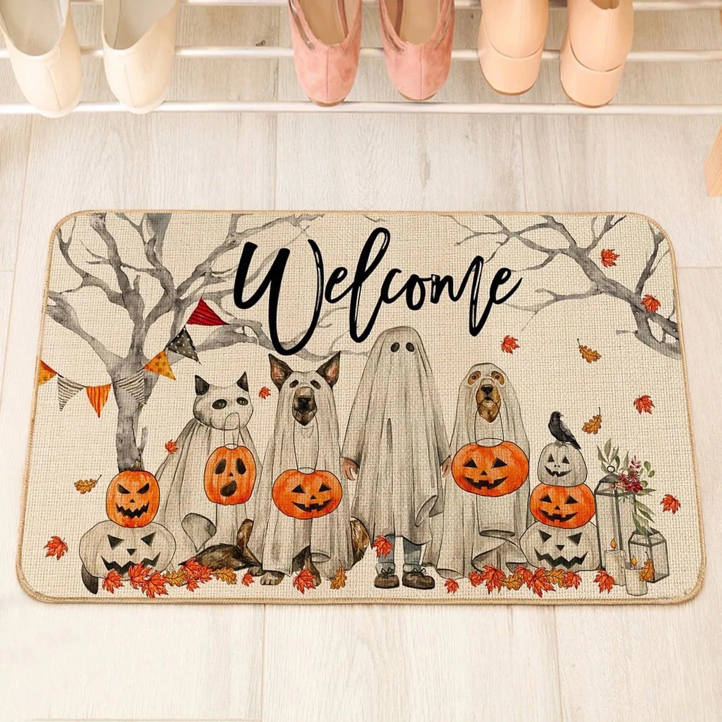 Halloween Pumpkin Doormat Cartoon Pattern Outdoor Entryway Mat