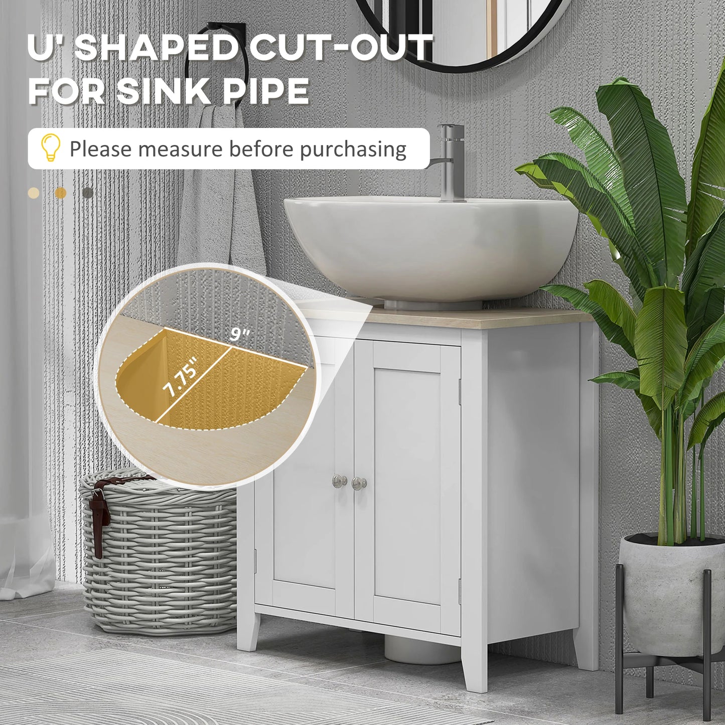 Kleankin Pedestal Sink Storage Cabinet Under Sink Vanity