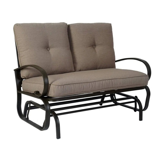 XMSJ Cozy Patio Glider Bench Outdoor Loveseat With Cushioned Seats