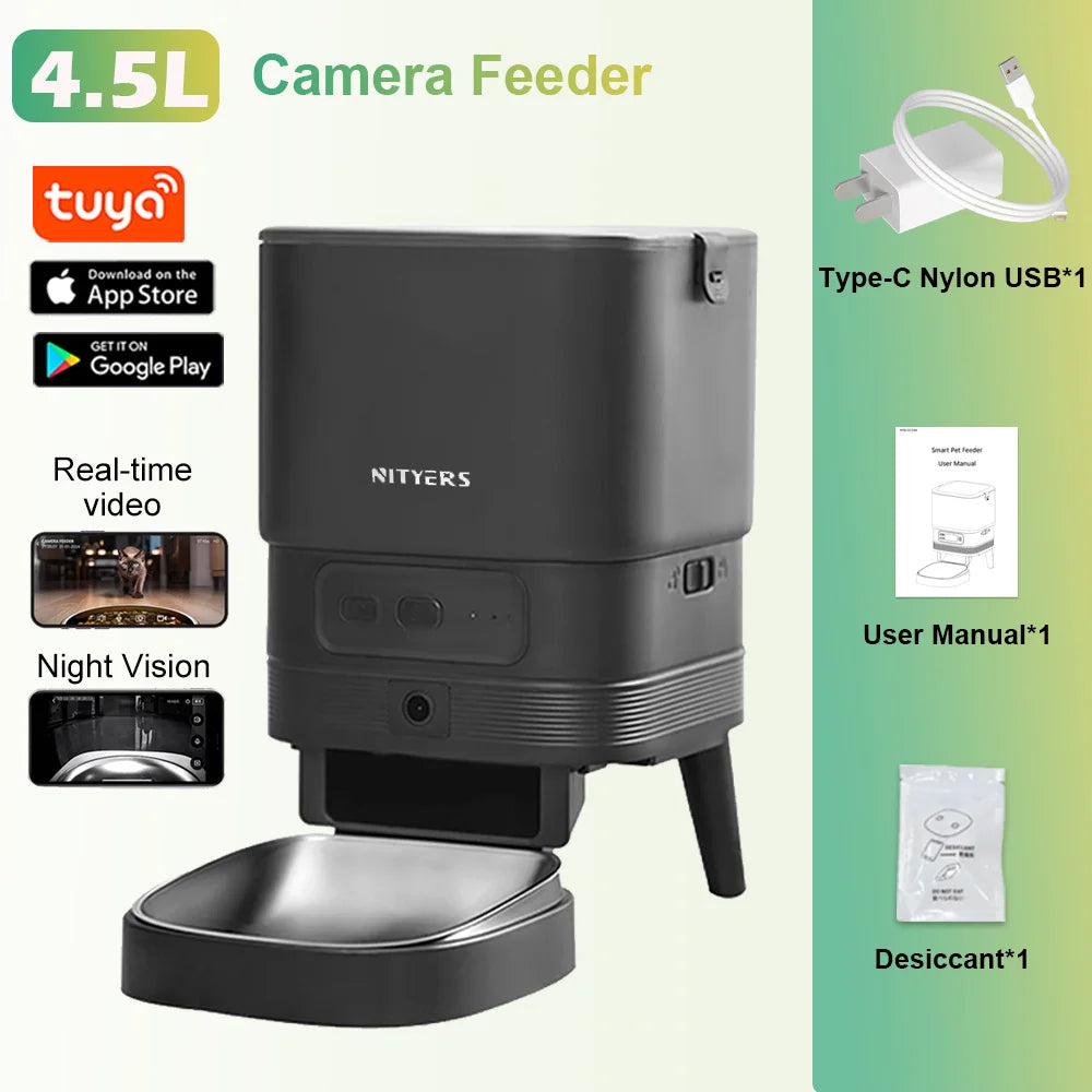 Nityers Automatic Pet Feeder With Stainless Steel Bowl And Voice Recorder