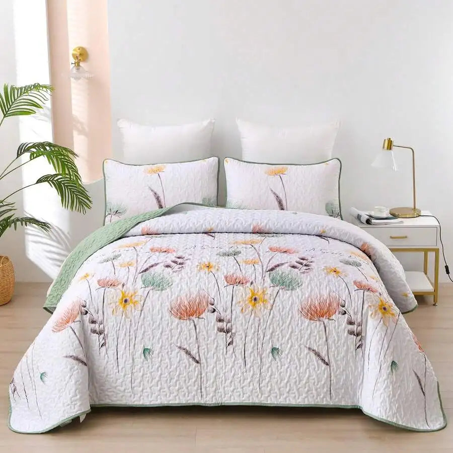 Premium Polyester Cotton Three Piece Quilt Set Cover