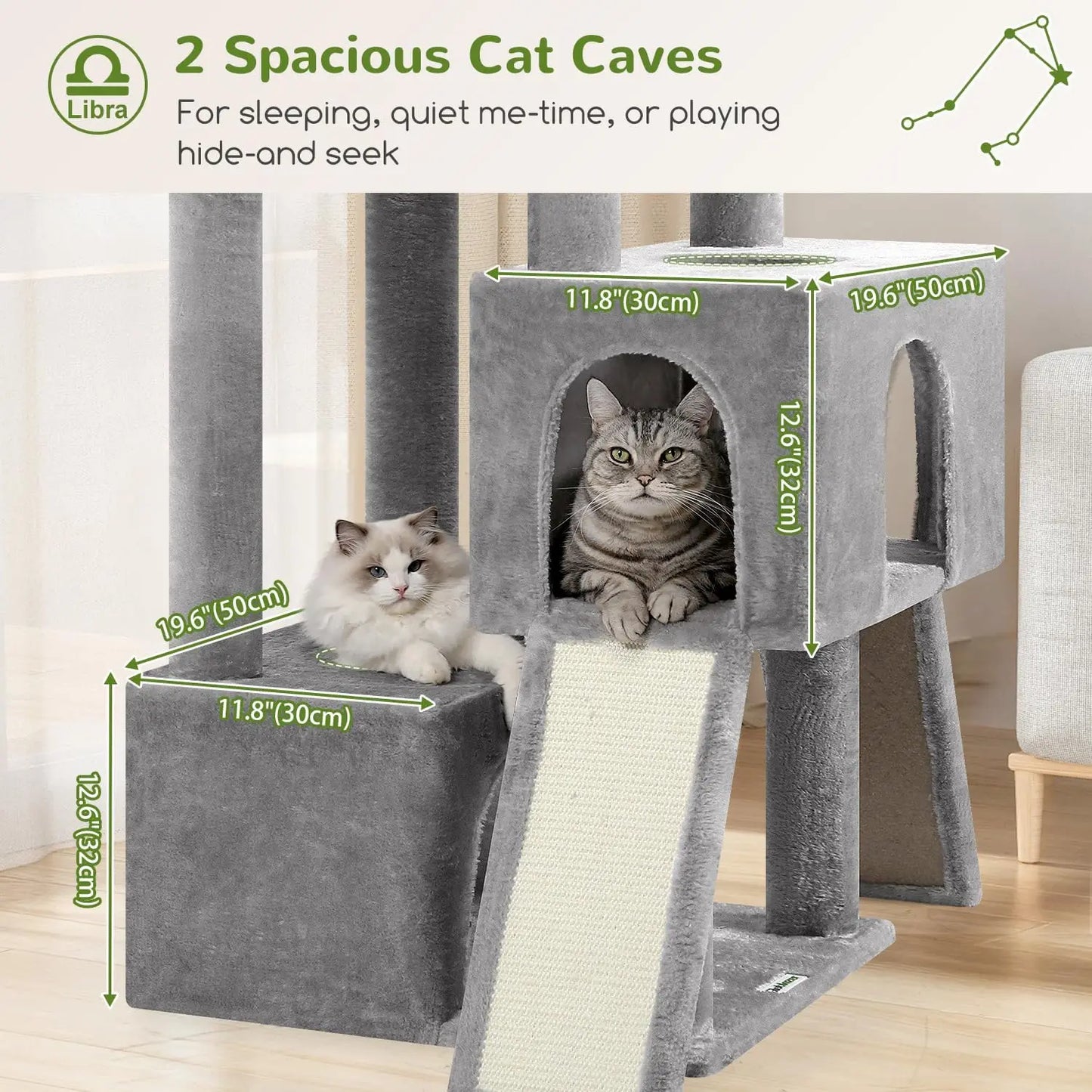Heavy Duty Cat Tree For Large Cats With Double Tiers