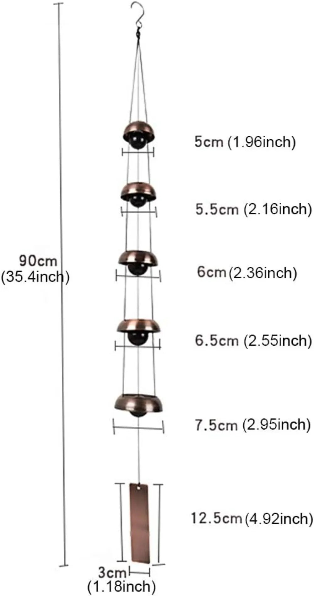 Copper Wind Chime With Deep Temple Bell Tones For Outdoor Decor