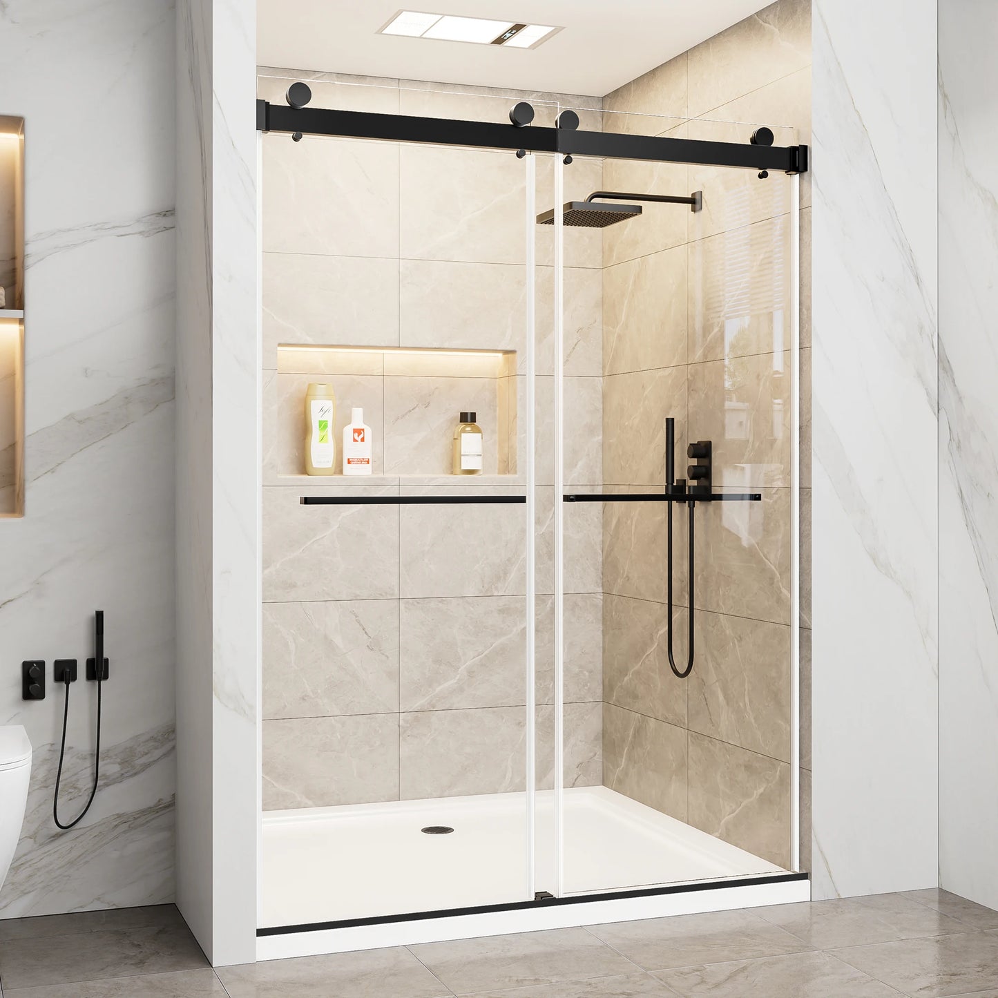 Sh.Kl Frameless Double Sliding Shower Door With Tempered Glass