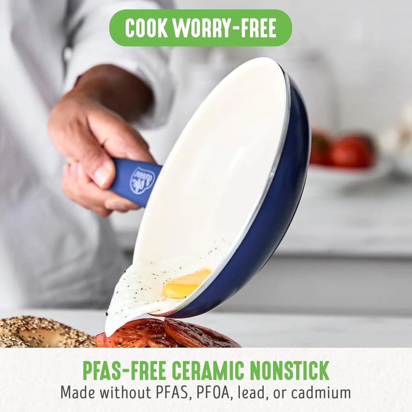 Nonstick Ceramic Cookware Set PFAS Free Dishwasher Safe Glass Lids
